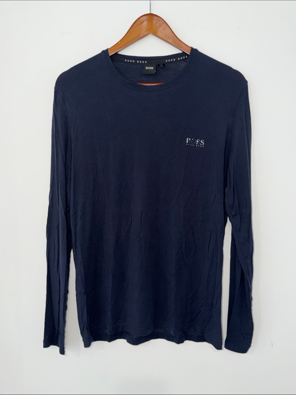HUGO BOSS Navy Long-Sleeve Crewneck Shirt
